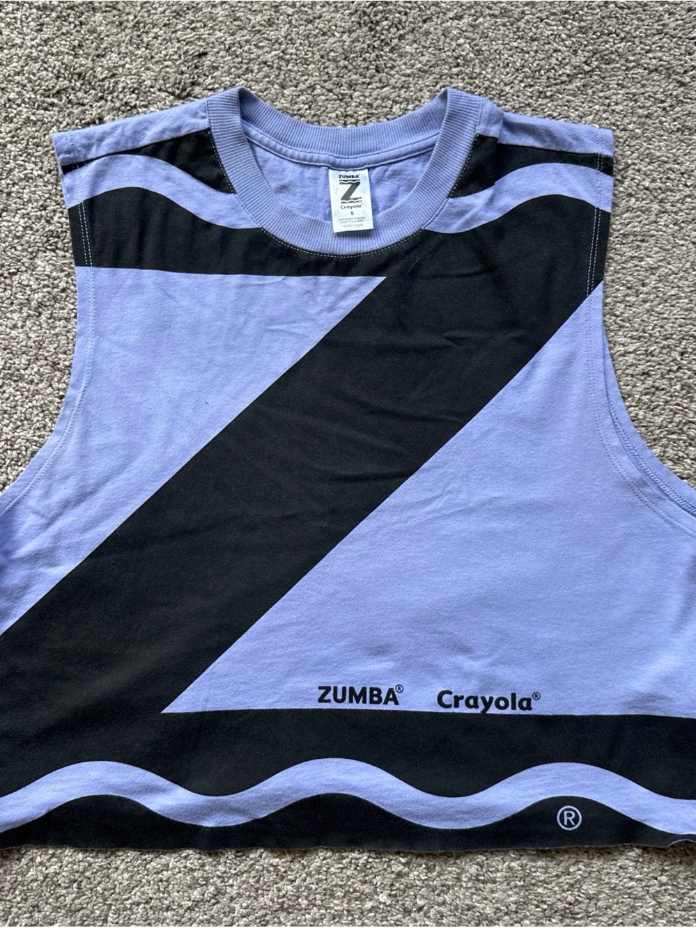 Zumba Fitness Lavender and Black Sleeveless Crop Top
